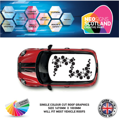 CRG06 Outline and Solid Hexs roof graphic Universal for any car
