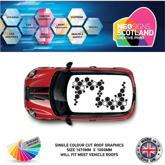 CRG06 Outline and Solid Hexs roof graphic Universal for any car