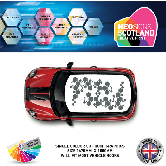 CRG07 Outline and Solid Hexs roof graphic Universal for any car