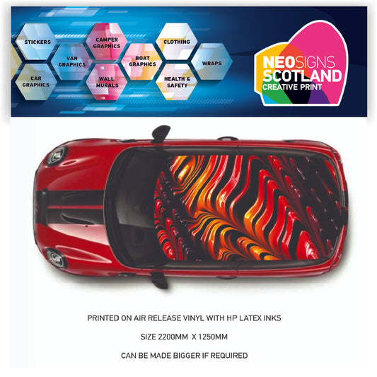 CRW01 Colourful stripey Printed Roof wrap for Mini or any car universal
