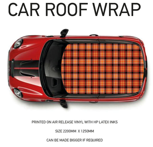 CRW085 Tartan Roof wrap for Mini or any car universal