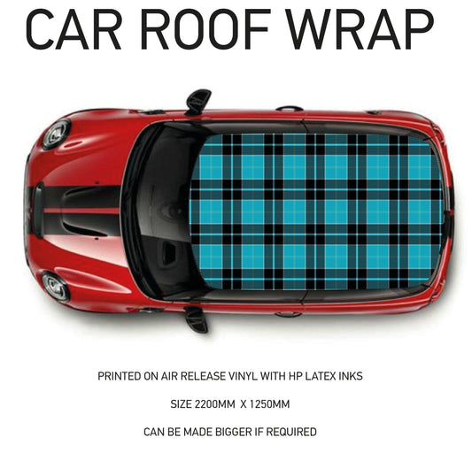 CRW092 Blue Tartan Roof wrap for Mini or any car universal