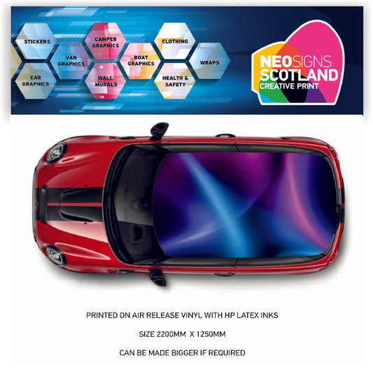 CRW09 Galactic Colourful Printed Roof wrap for Mini or any car universal