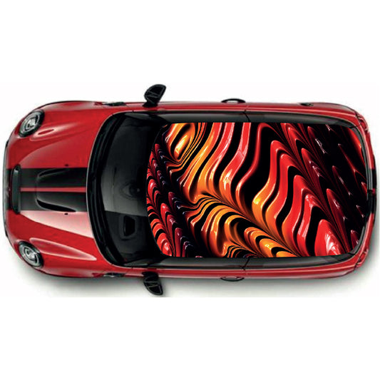 CRW01 Colourful stripey Printed Roof wrap for Mini or any car universal