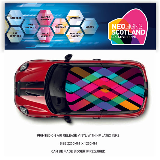 CRW10 Multi Colourful Printed Roof wrap for Mini or any car universal