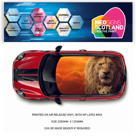 CRW12 Lion KIng Printed Roof wrap for Mini or any car universal
