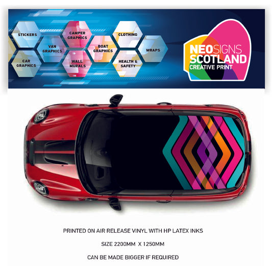 CRW17 Colourful Printed Roof wrap for Mini or any car universal