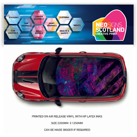 CRW18 Colourful Printed Roof wrap for Mini or any car universal