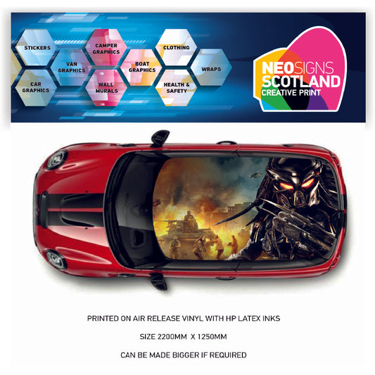 CRW19 Predator Printed Roof wrap for Mini or any car universal
