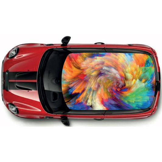 CRW02 Colourful Swirly Swirl Printed Roof wrap for Mini or any car universal