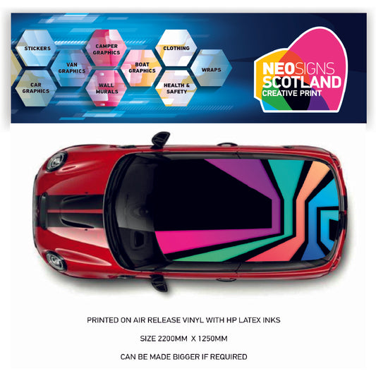 CRW25 Colourful Printed Roof wrap for Mini or any car universal