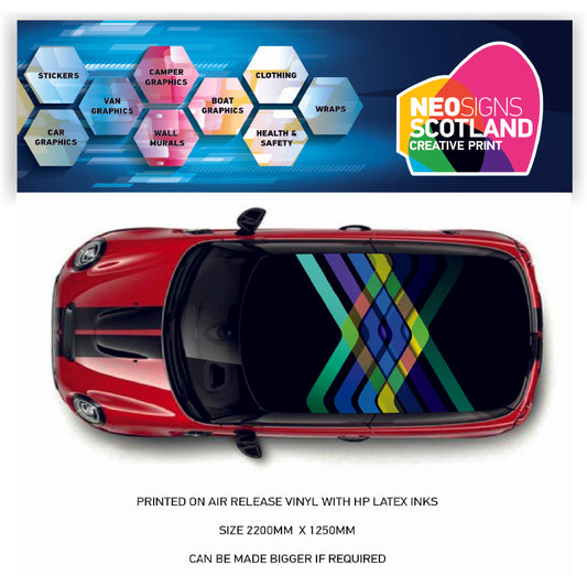 CRW26 Colourful Printed Roof wrap for Mini or any car universal