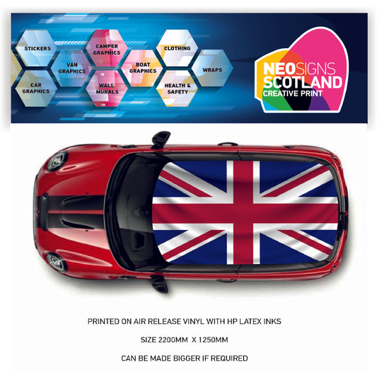 CRW31 United Kingdom Flag Roof wrap for Mini or any car universal