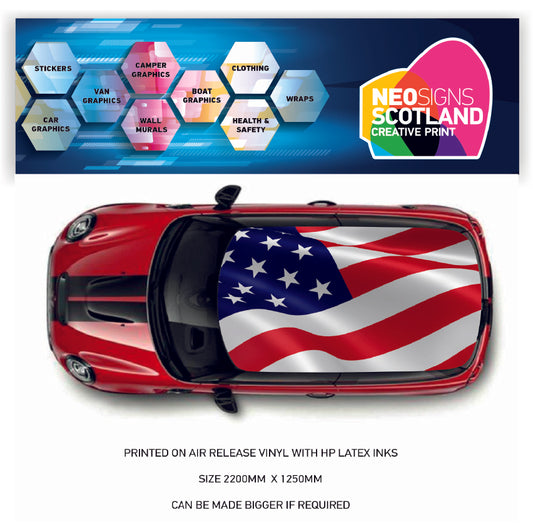 CRW32 USA Flag Roof wrap for Mini or any car universal