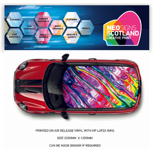 CRW38 Colourful Pattern Roof wrap for Mini or any car universal