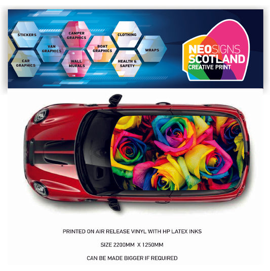 CRW39 Roses Flowers Roof wrap for Mini or any car universal