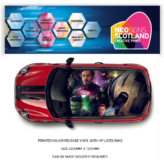 CRW41 Avengers Roof wrap for Mini or any car universal