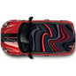 CRW05 Black and Red Wavey LInes Printed Roof wrap for Mini or any car universal