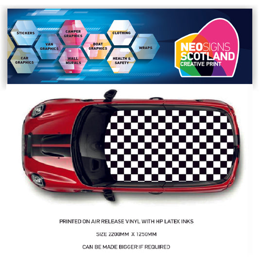 CRW51 Small Chequered Roof wrap for Mini or any car universal