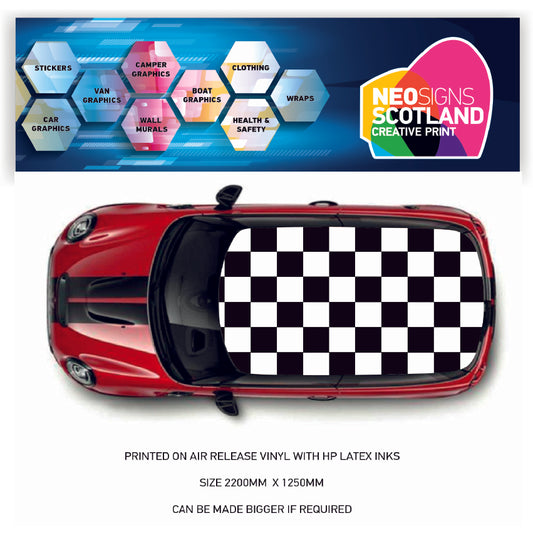 CRW52 Medium Chequered Roof wrap for Mini or any car universal