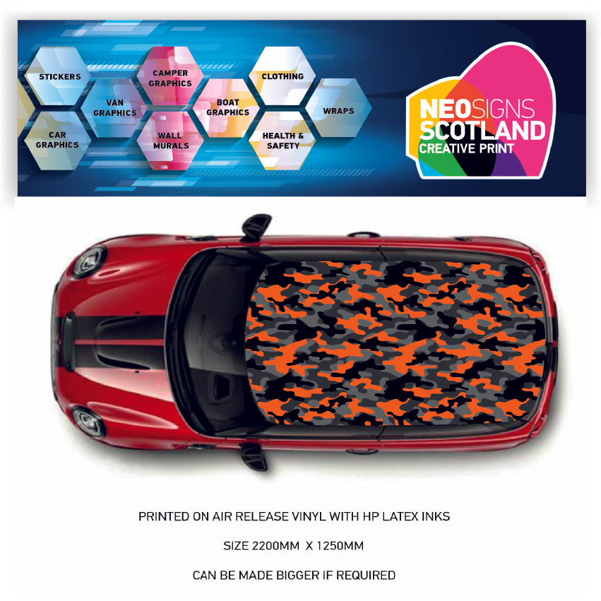 CRW55 Camouflage Roof wrap for Mini or any car universal