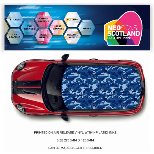 CRW57 Blue Camouflage Style Roof wrap for Mini or any car universal