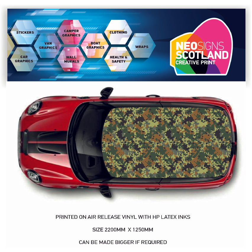 CRW068 Camouflage Roof wrap for Mini or any car universal