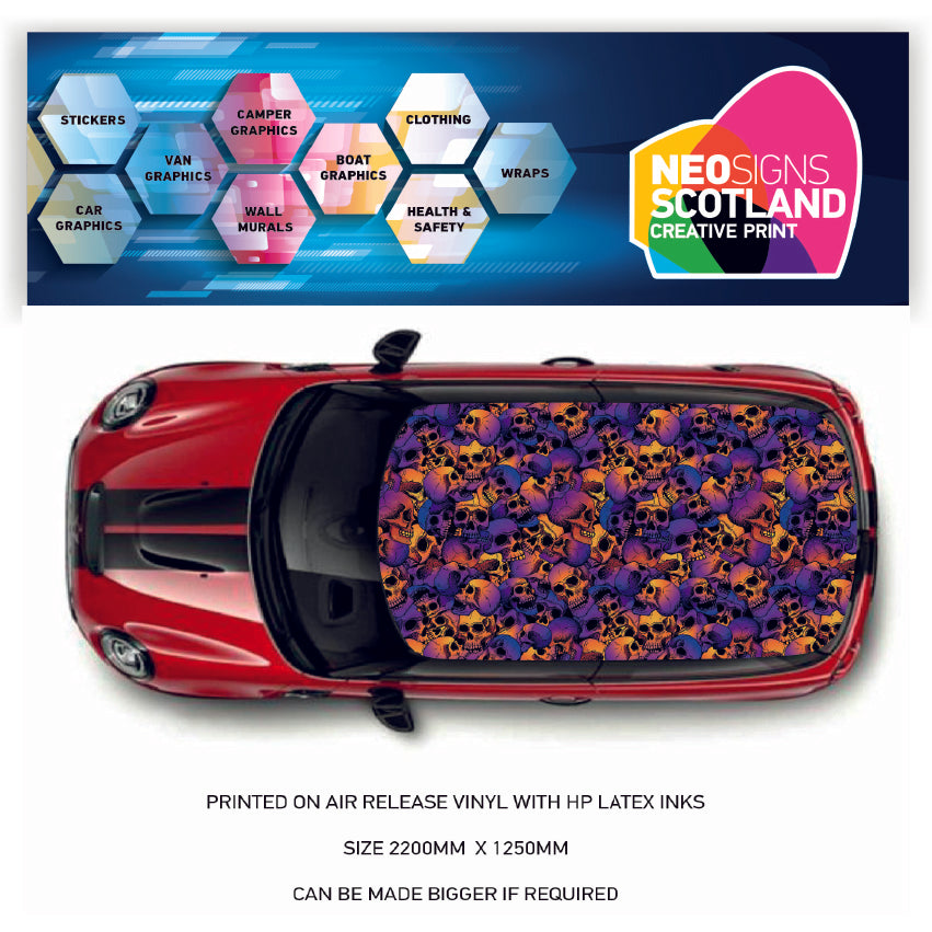 CRW070 Skulls Roof wrap for Mini or any car universal