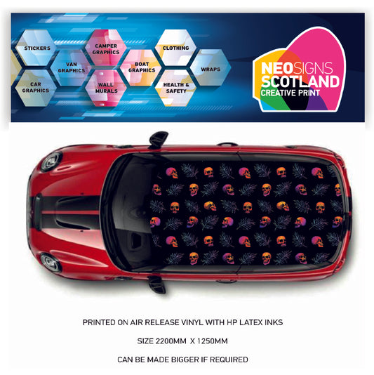 CRW072 Skulls and Leaves Roof wrap for Mini or any car universal