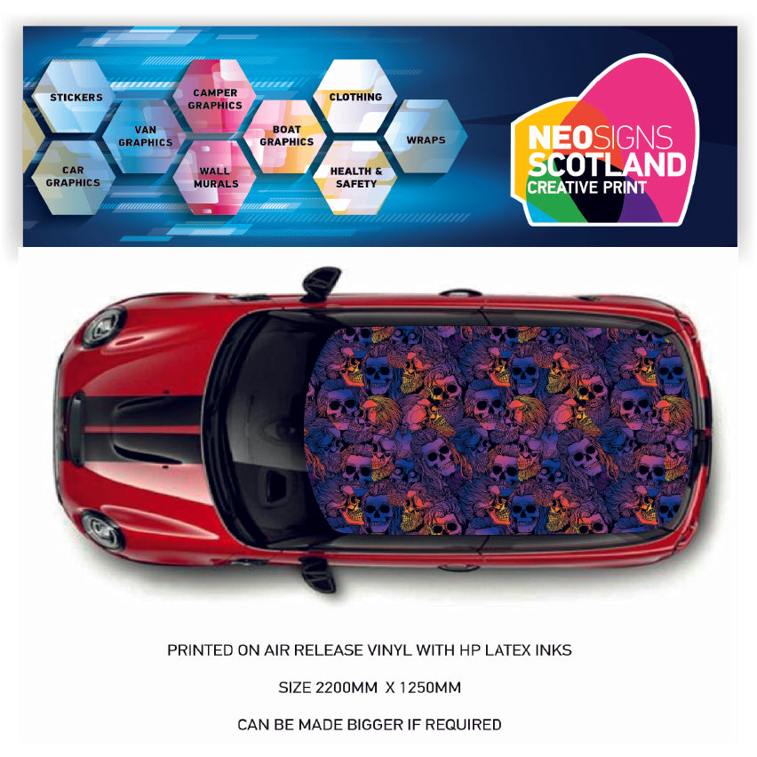 CRW073 Skulls Roof wrap for Mini or any car universal