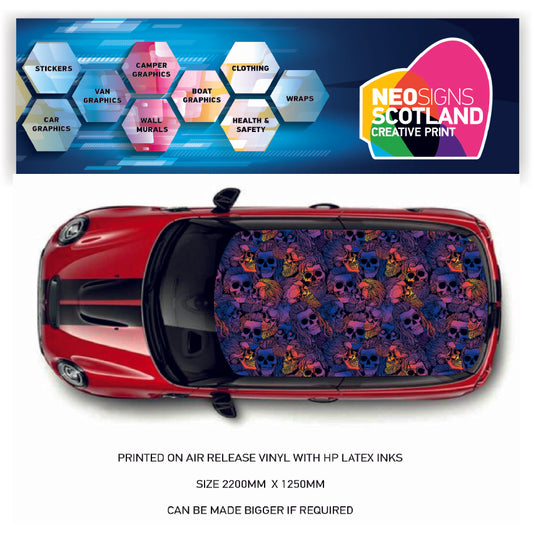 CRW073 Skulls Roof wrap for Mini or any car universal