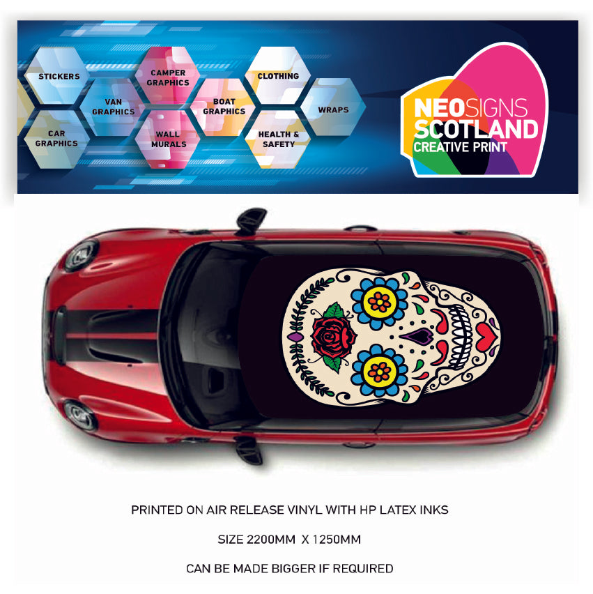 CRW074 Skull Roof wrap for Mini or any car universal