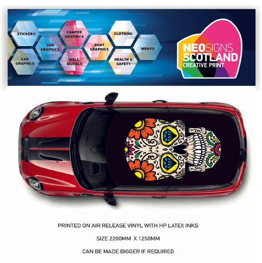 CRW075 Skull Roof wrap for Mini or any car universal