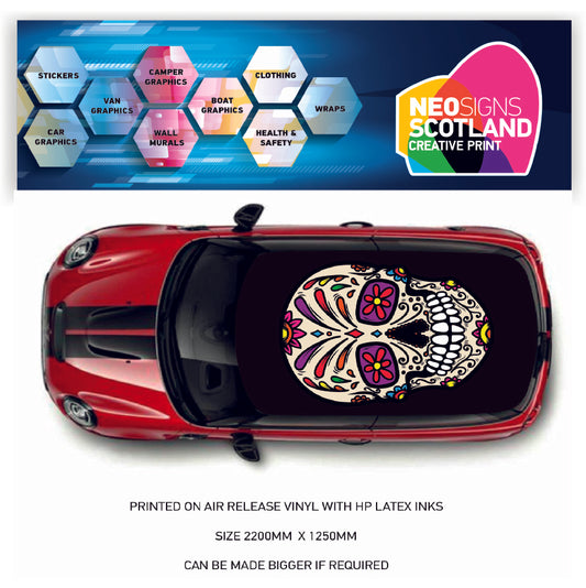 CRW077 Skull Roof wrap for Mini or any car universal