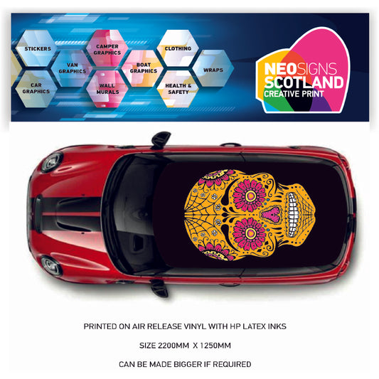 CRW078 Skull Roof wrap for Mini or any car universal