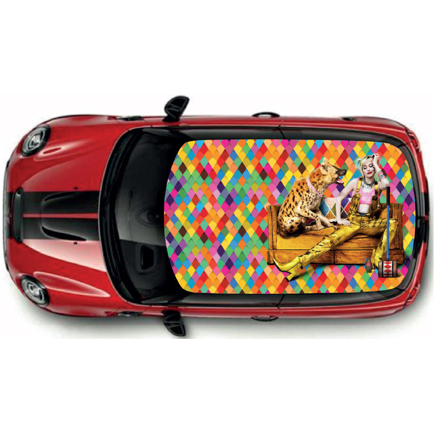 CRW08 Harley Quinn Birds of Prey Printed Roof wrap for Mini or any car universal