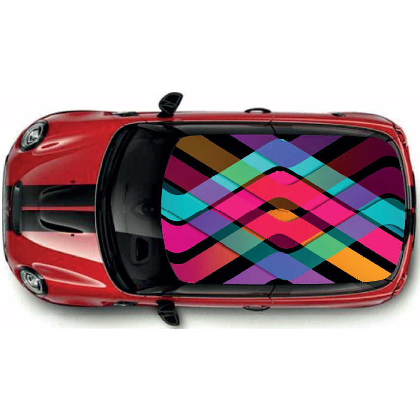 CRW10 Multi Colourful Printed Roof wrap for Mini or any car universal