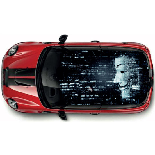 CRW45 Anonymous Face Roof wrap for Mini or any car universal