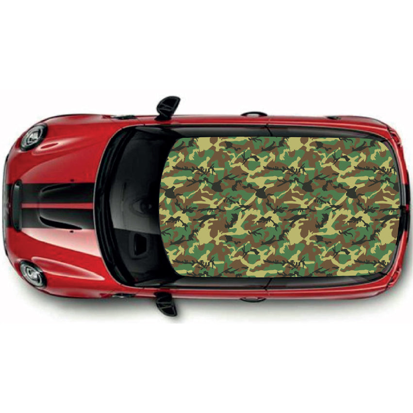 CRW069 Green and Brown Camouflage Roof wrap for Mini or any car universal