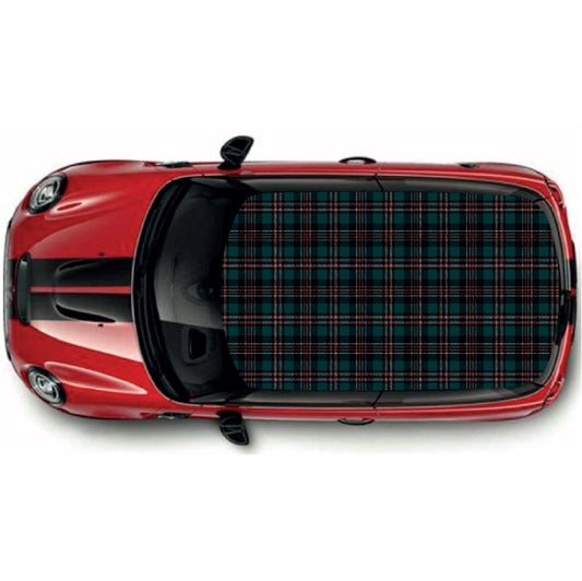 CRW088 Green Tartan Roof wrap for Mini or any car universal