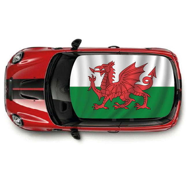 CRW101 Wales Flag Printed Roof Wrap For Mini Or Any Car Universal