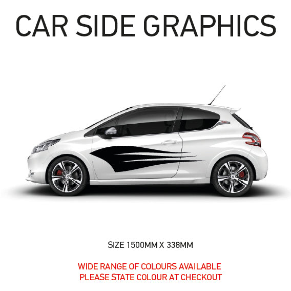 CSG02 Car Side Graphics 2 x 1500mm x 338mm Universal Will Fit Any Car or Van