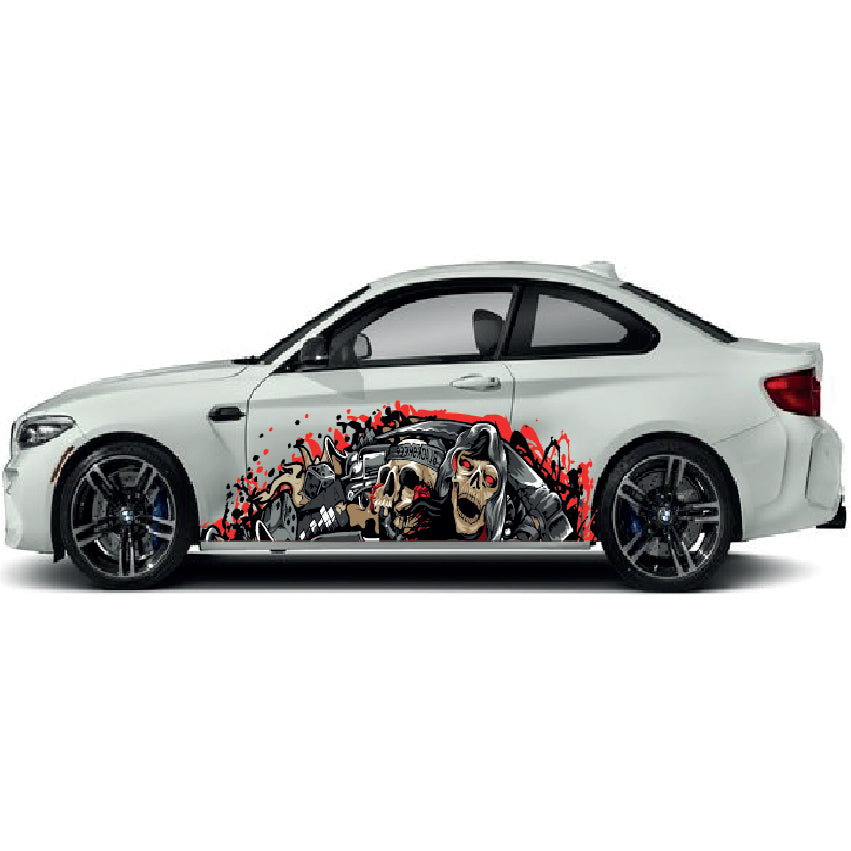 CSW07 Skulls Printed Laminated Sides wrap stickers graphics universal