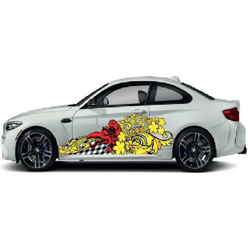 CSW09 Dragon Printed Laminated Sides wrap stickers graphics universal