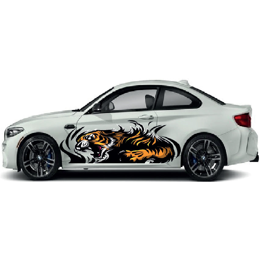 CSW26 Tiger Printed Laminated Sides wrap stickers graphics universal