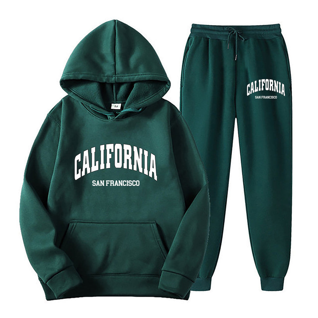 Oversize Fleece-Lined Long Sleeve Pullover Hoodie Set