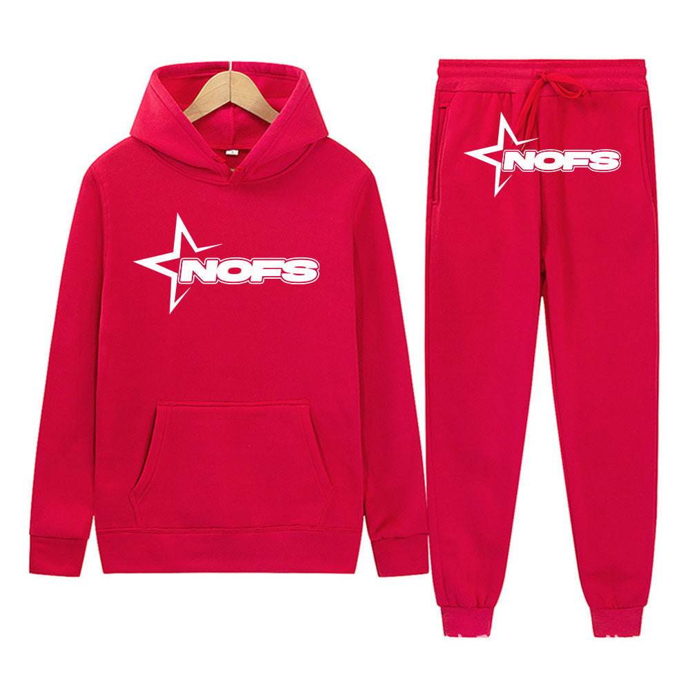 Y2K Goth Punk Rock Streetwear NOES Unisex Two-Piece Hoodie Set