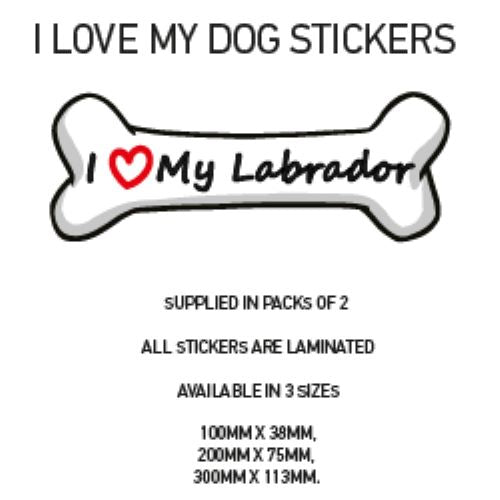 DBS01-50 Funny I Love My Dog Vinyl Sticker x2 Car Van Decal Pet Animal Lover Various Designs Available