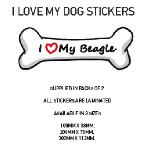 DBS01-50 Funny I Love My Dog Vinyl Sticker x2 Car Van Decal Pet Animal Lover Various Designs Available