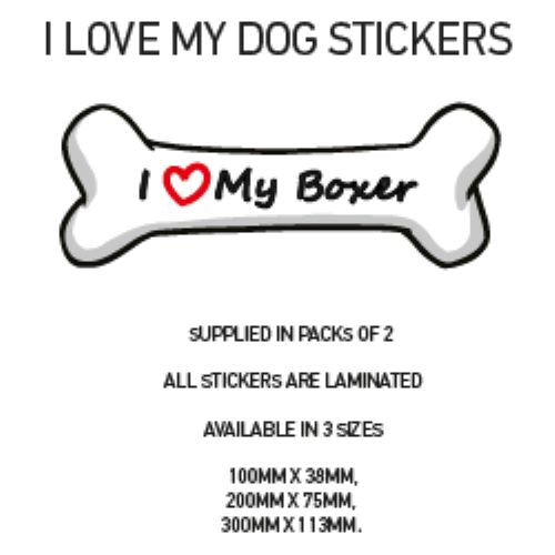 DBS01-50 Funny I Love My Dog Vinyl Sticker x2 Car Van Decal Pet Animal Lover Various Designs Available